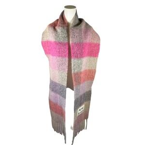 Acne Pink and Gray Striped Scarf